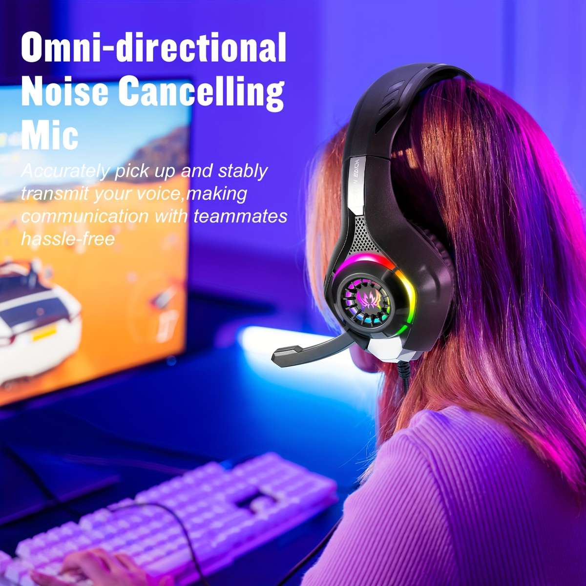 Wired Headphones Black Rgb Light