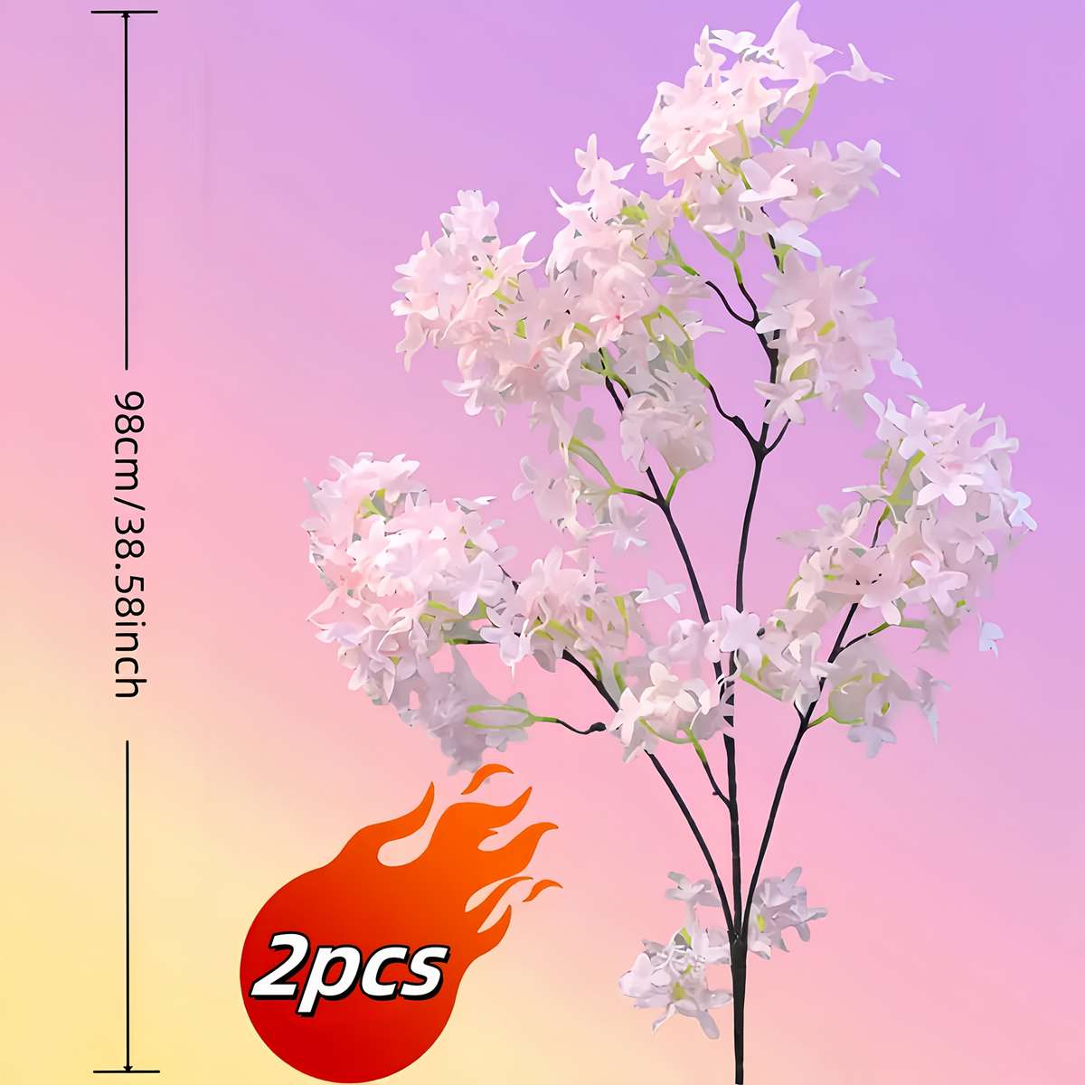 Simulated Flower Style 2Pcsromantic Light Lilac Cherry Blossoms