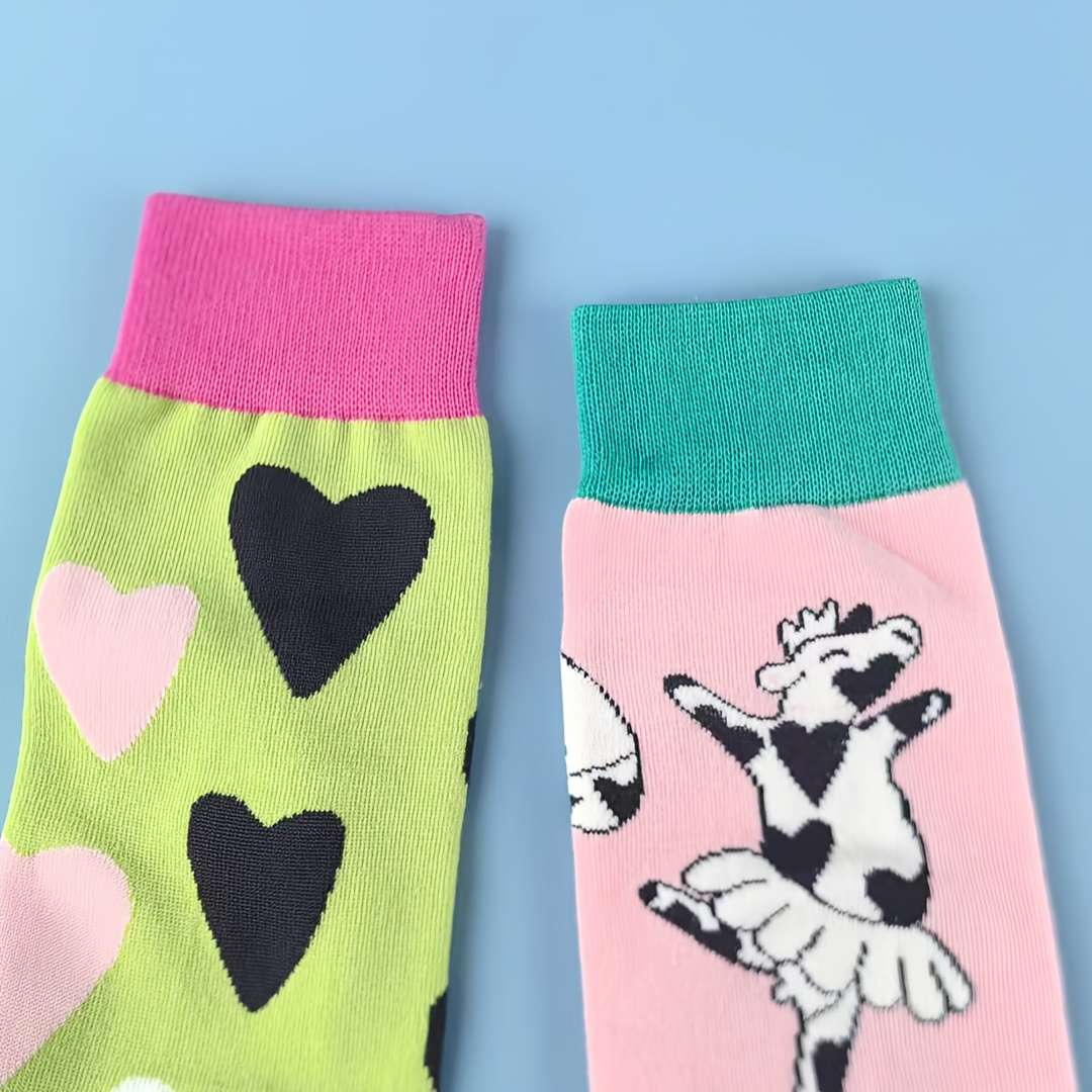 Women S Socks Color Mixed Colorscow Heart1 Pair Size Onesize