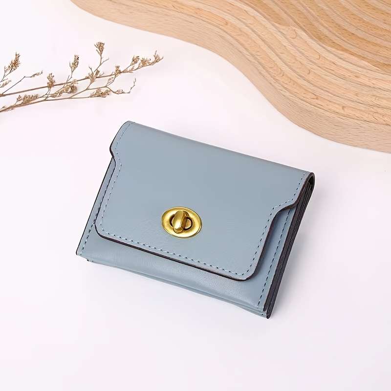 New Minimalist Women'S Compact Wallet With Three Compartments Large Capacity Short Design Fe