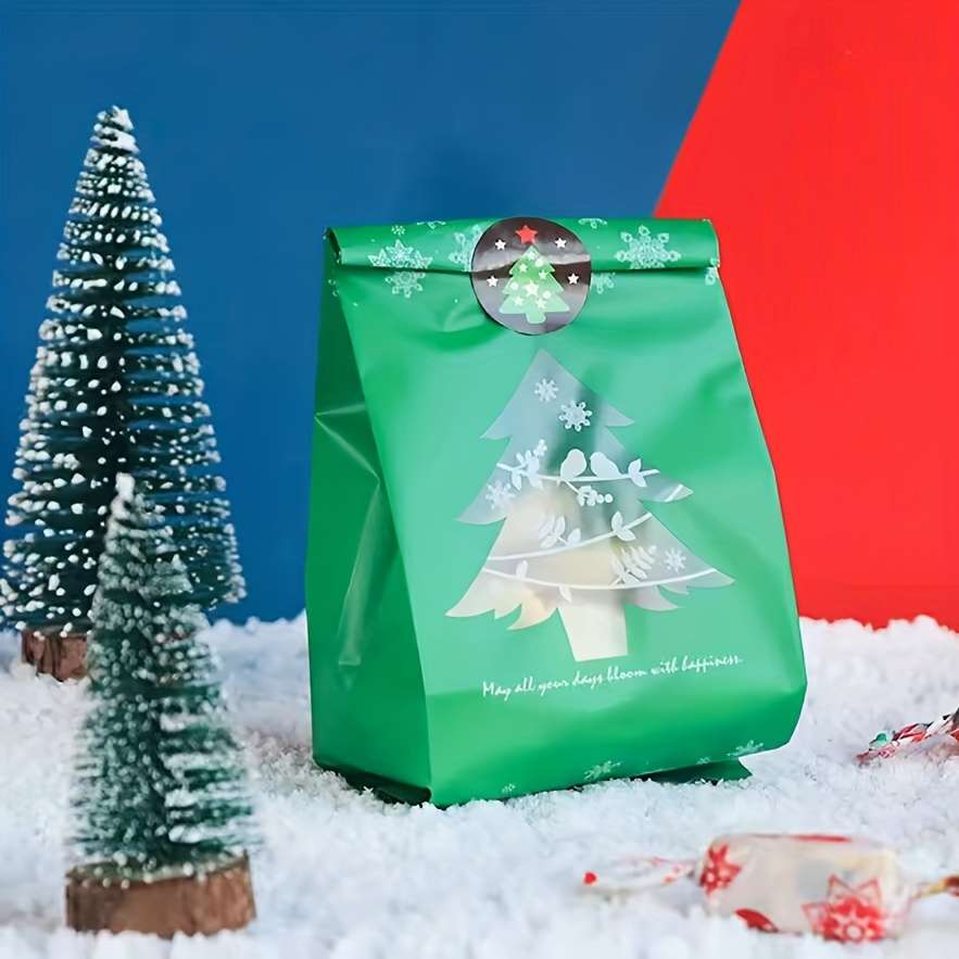 Gift Bags Color Red And Green Christmas Tree Bags X 10