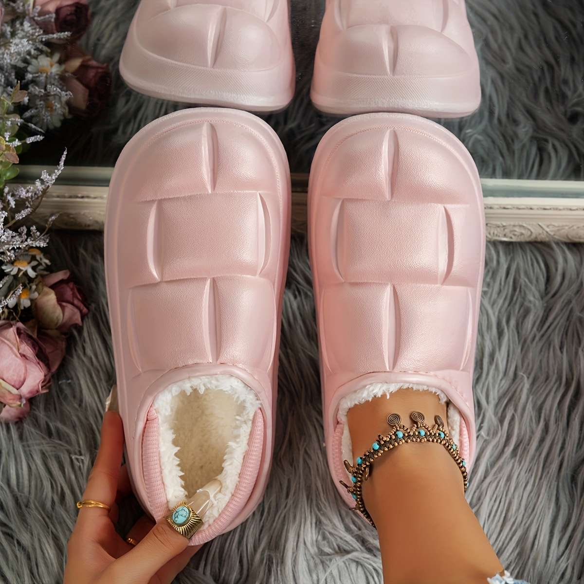 Cotton Slippers Color White Sizeuk 6.5-7