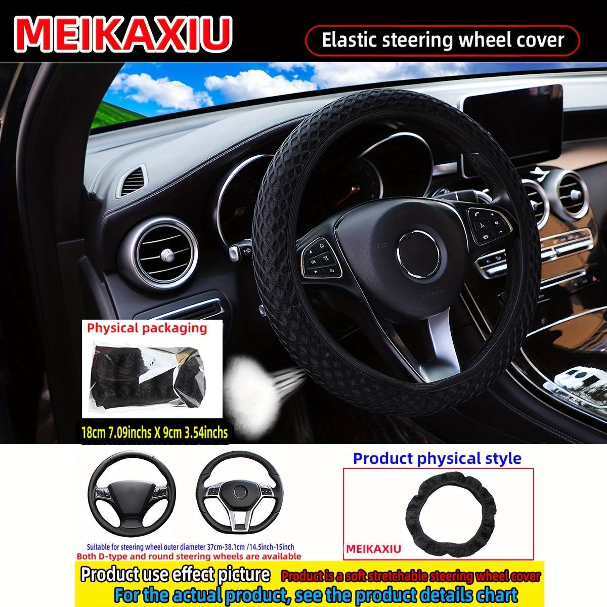 Car Steering Wheel Cover Black