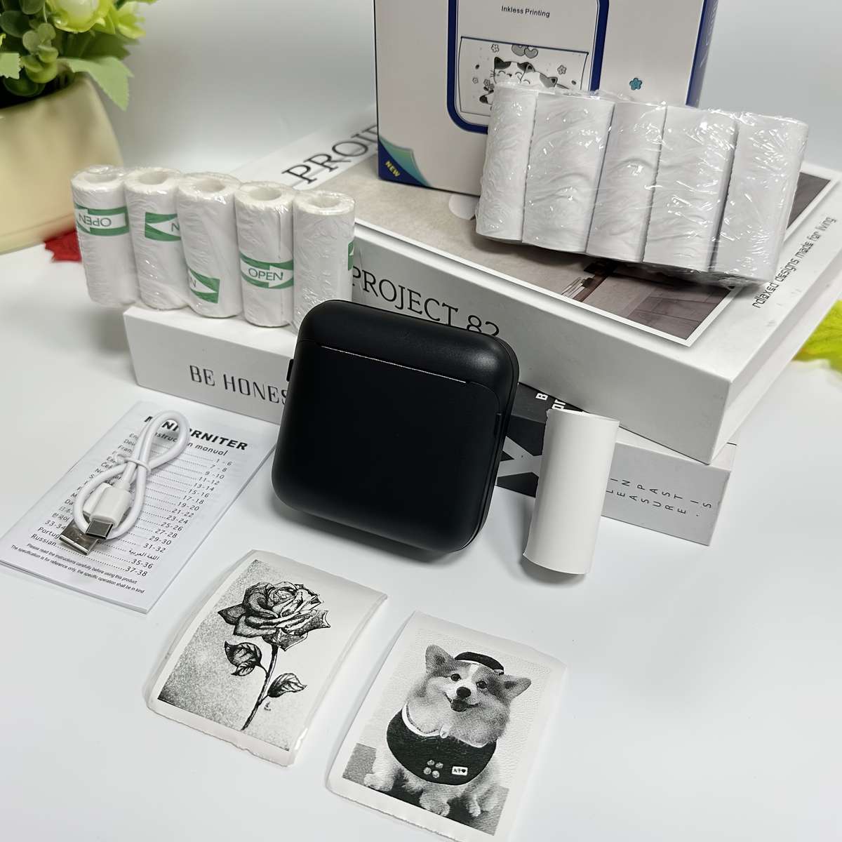 Printer Color Blue 5 Thermal Paper 5 Adhesive Stickers