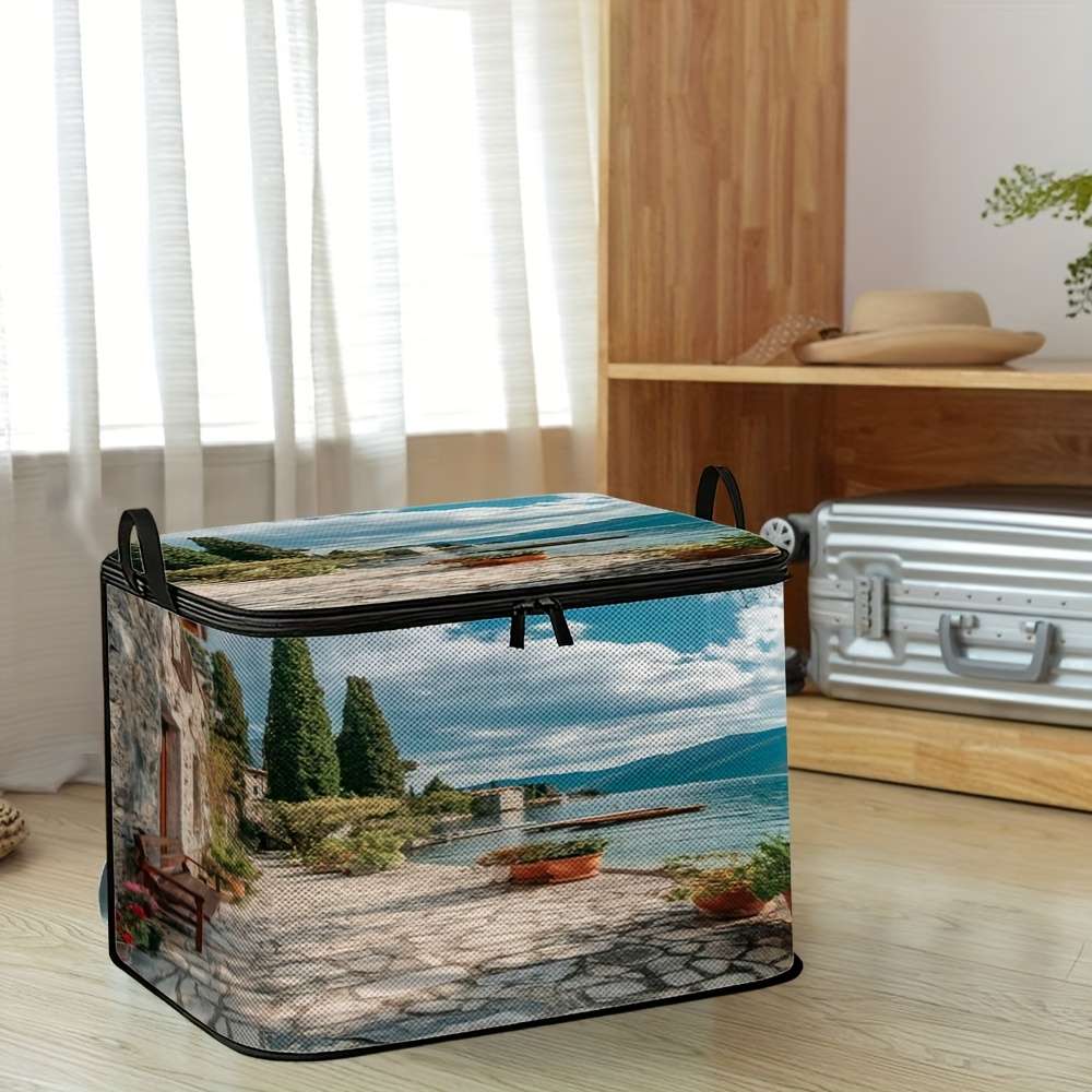 Modern Alpine Lake Landscape Painting Storage Bag