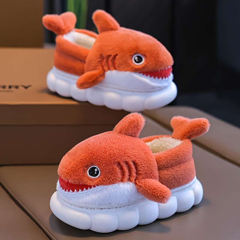 Breathable Memory Foam Cute Cartoon Shark Plush Slippers For For Bedro Spec 682