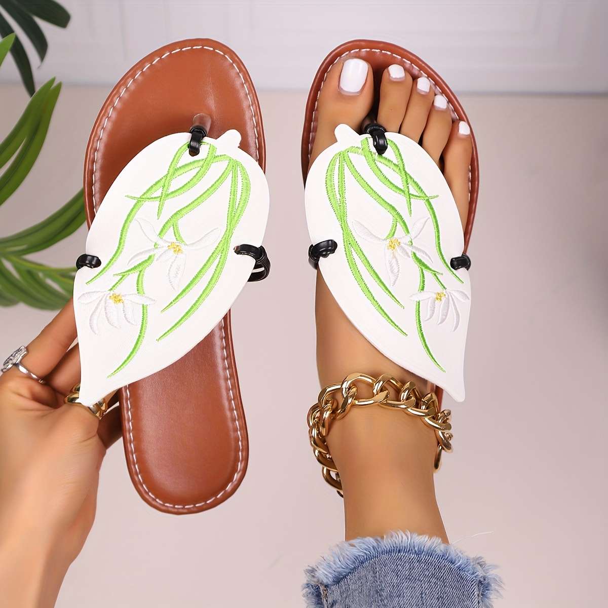 Ladies Summer Flip Flops White Orchid Uk 7