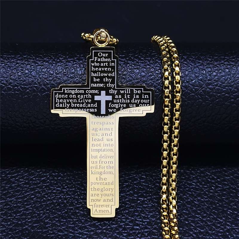 Plated Christian Scripture Cross Pendant Gold
