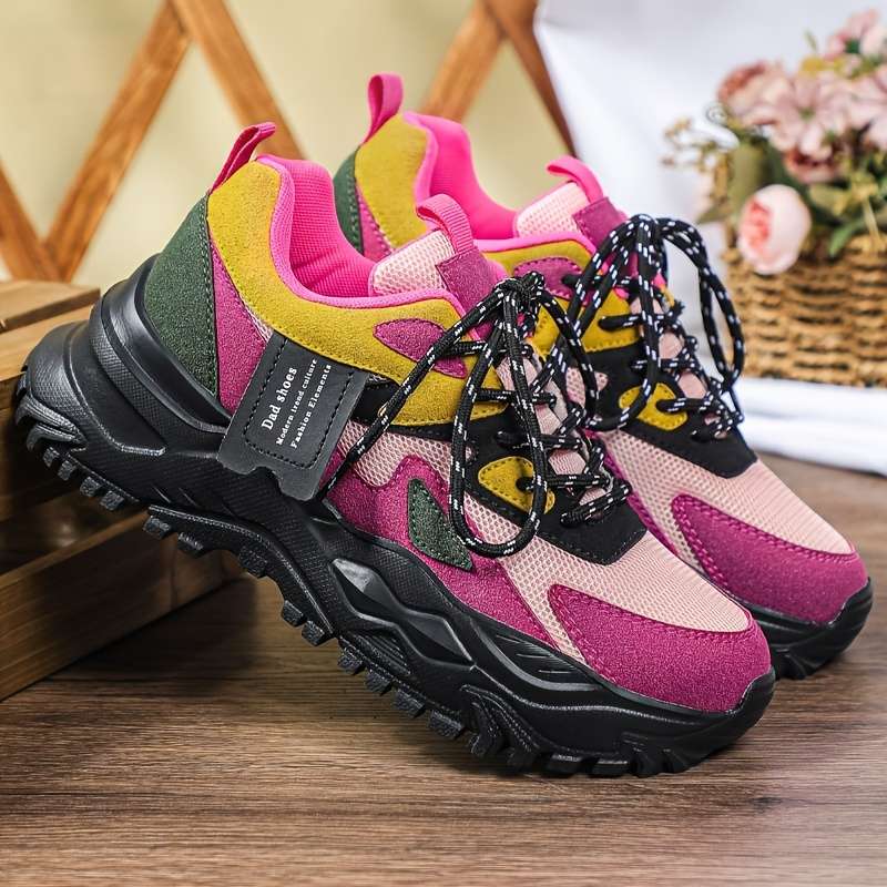 Sneakers Color Rose Pink With Black And Yellow Background Sizeuk 6.5