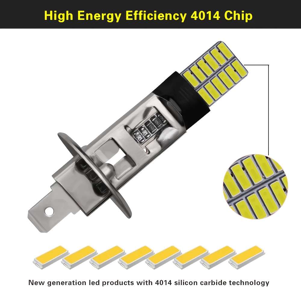 2Pcs H1 LED 6000K Xenon Fog Lights For Cars 12V Daytime Running