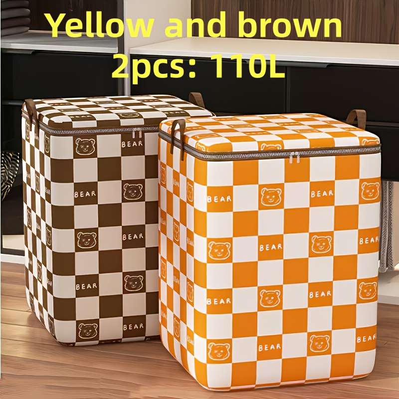3Pcs 1 2 Gallon Plaid Fabric Organizer Blanket 1 2 Yellow 180L Organizer