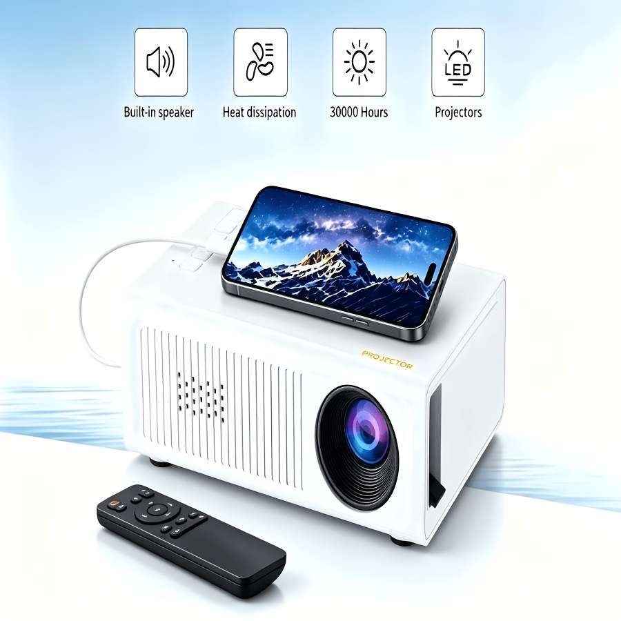Projector Style White Multi Functional Mobile Phone Projector With Remote Control