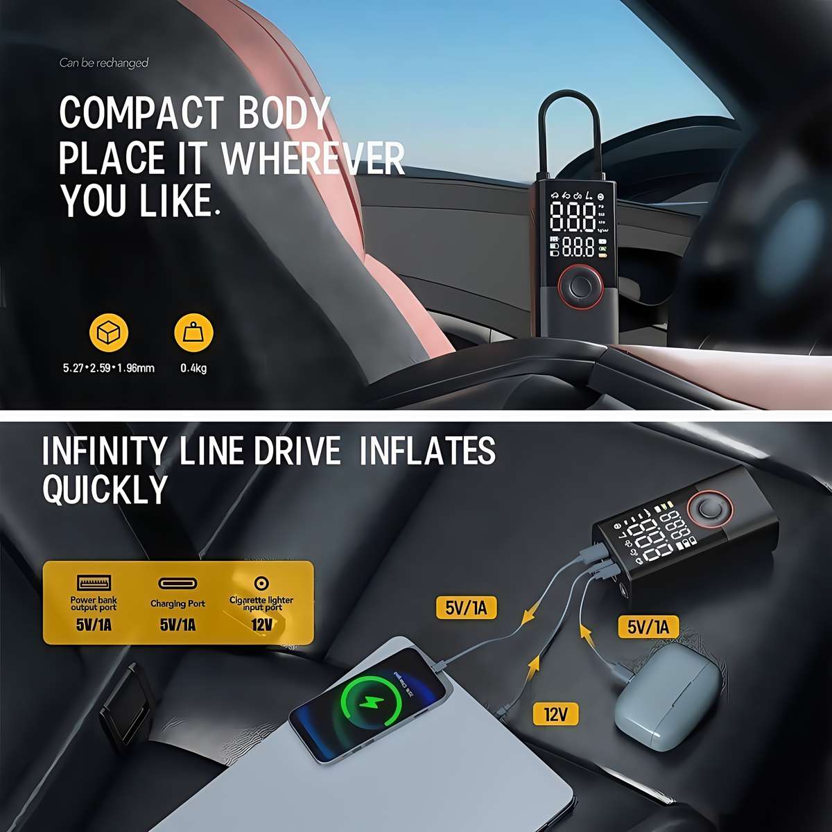 Multifunctional Smart Wireless Digital Display Portable Car Tire Pump