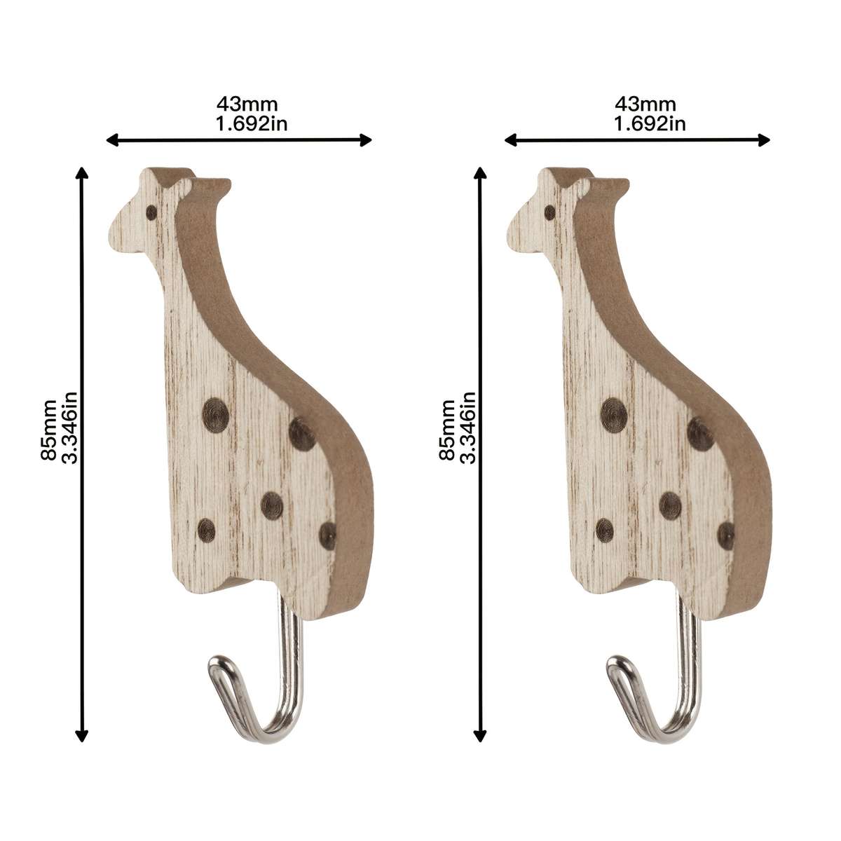 Wooden Animal Wall Self Adhesive Hook For Keys Towels Etc color 6PC