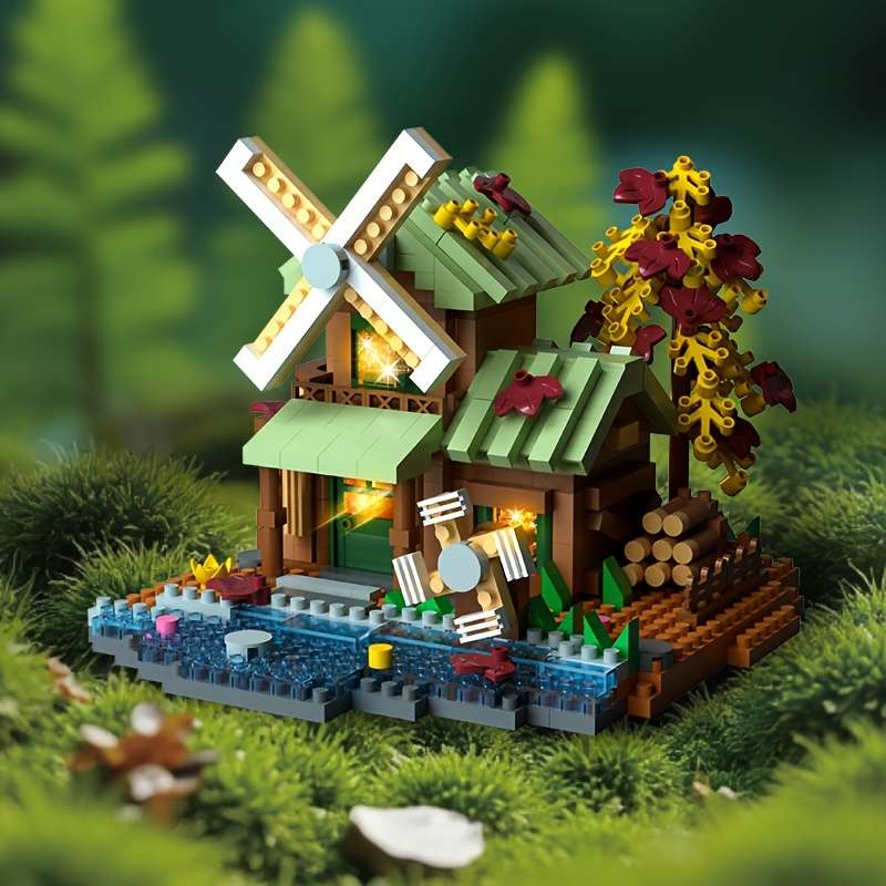 Building Toy Architectural Model Toy Set Items Romantic Windmill Wooden House