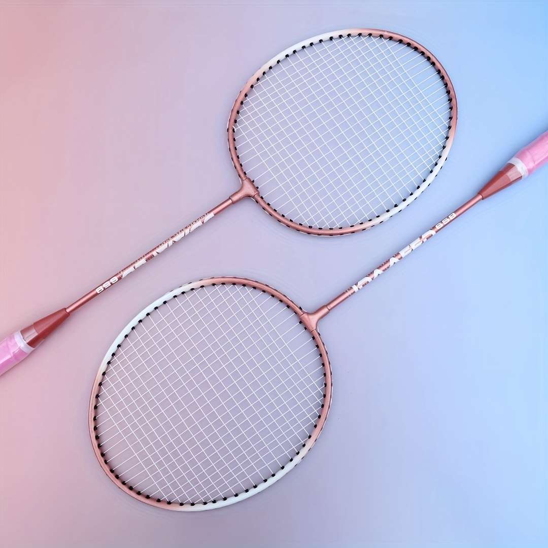 Badminton Racket Color Pink Color Compositionthree Feather Balls  1 Carrying Bag  2 Grips