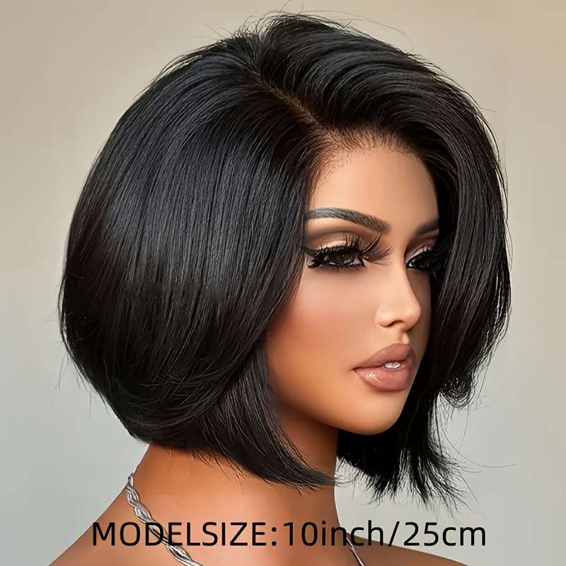 Black Womens Wigs Hair Length 25.4Cm