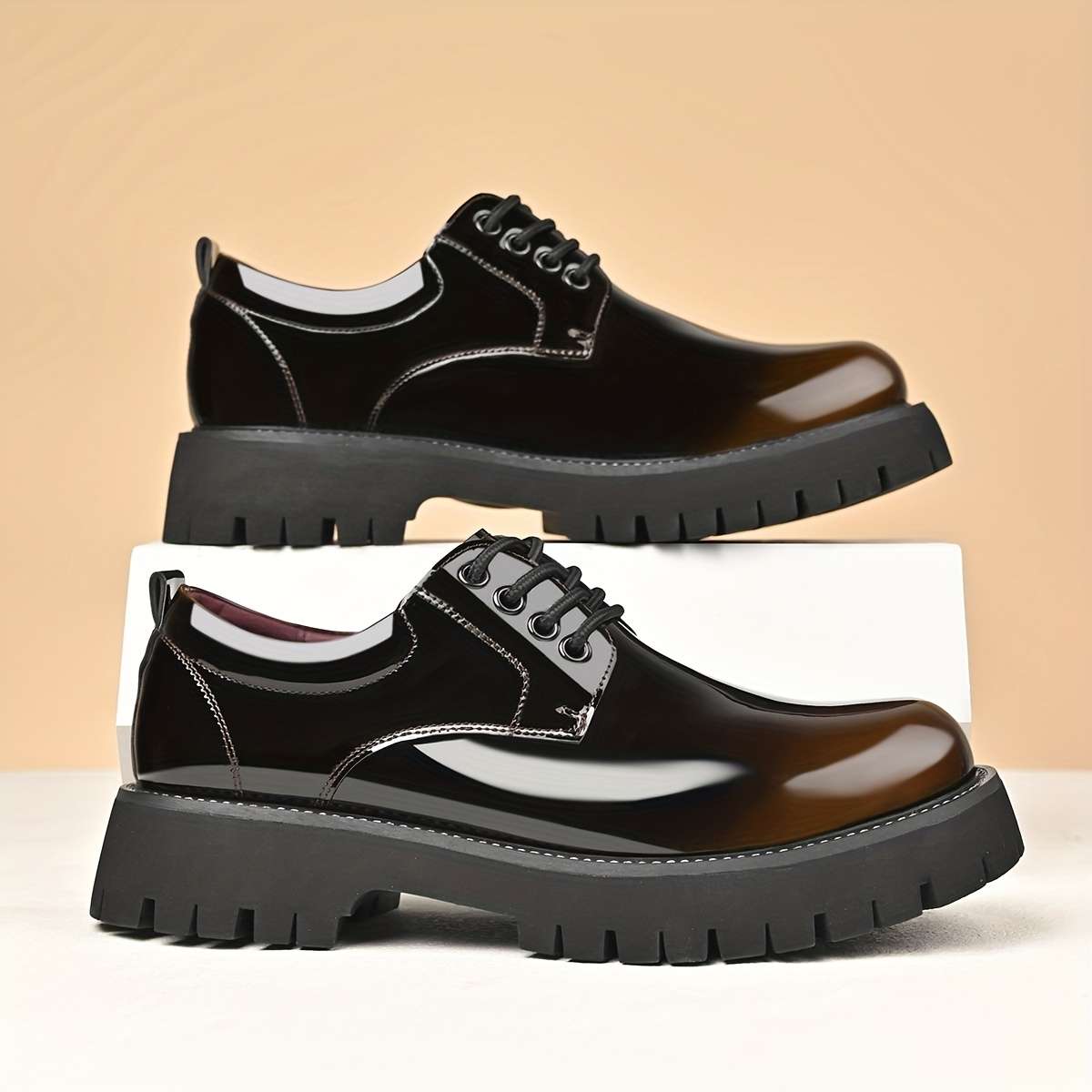 Mens Leather Shoes Color Black And Green Gradient Sizeuk 10