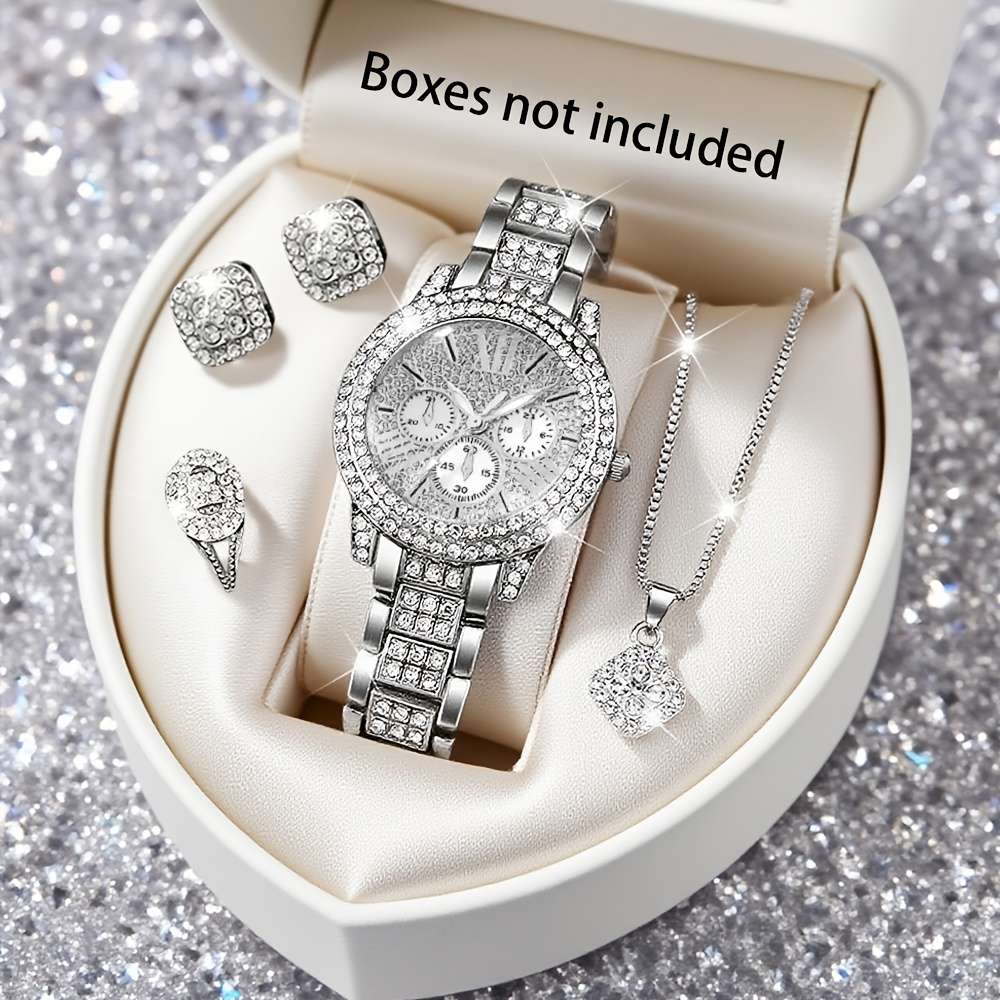 Professional Casual Simulated Women Quartz Sparkling Drill Stainless Steel