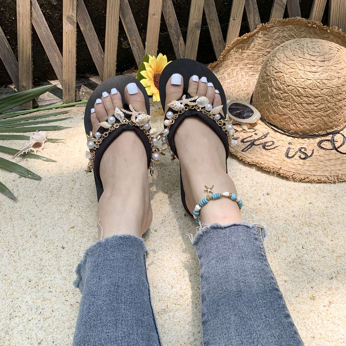 Ladies Summer Flip Flops Black Uk 7