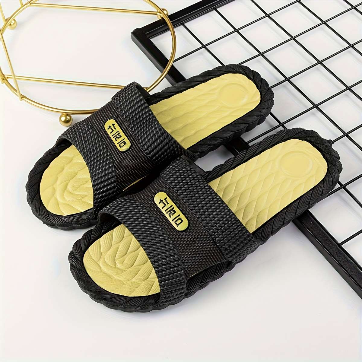 Men Slippers Summer Style Light Grey Size Uk 7