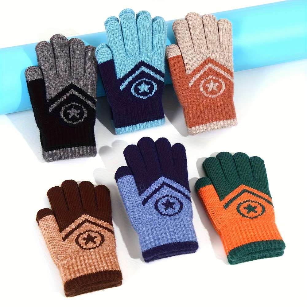 Gloves Color Round Fivepointed Star Orange Size4-7 Years Old
