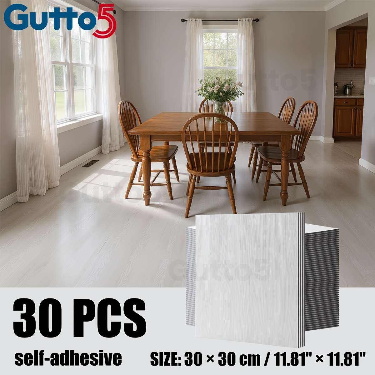 Self Adhesive Floor Stickers 30Pcs 11.8"11.8" 30Cm30Cm Dark Walnut