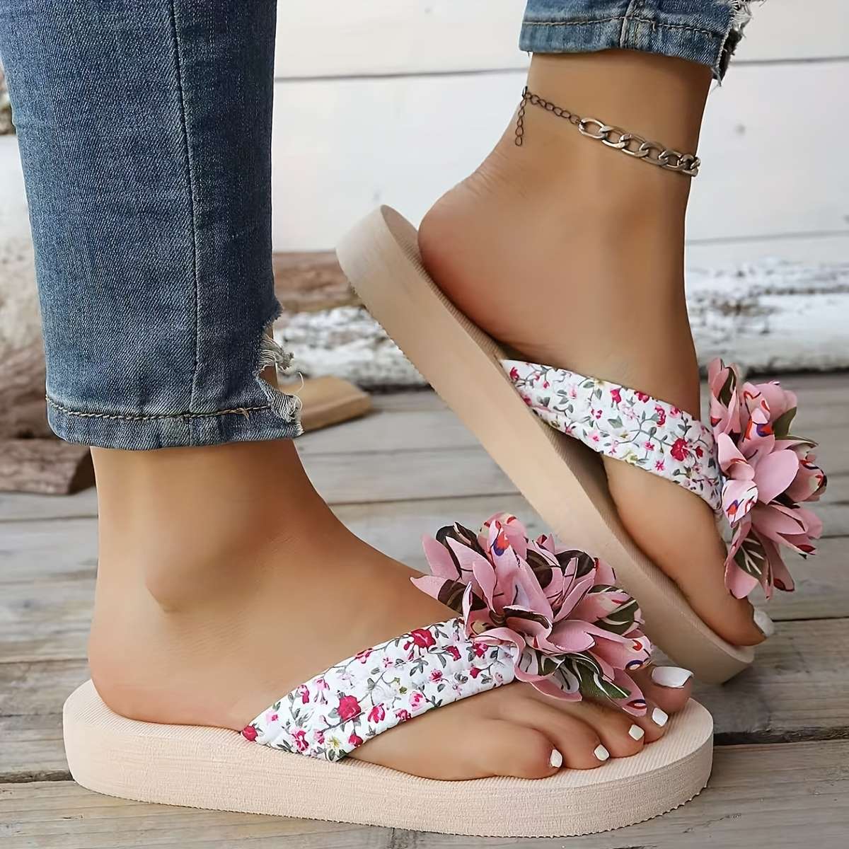 Ladies Summer Flip Flops Pink Color Uk 10