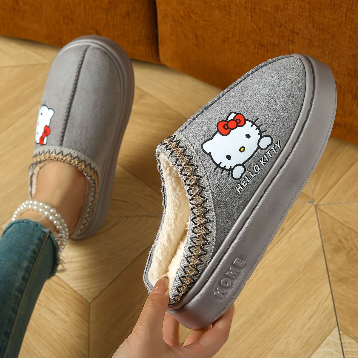 Cotton Slippers Color Grey Sizeuk 6.5-7
