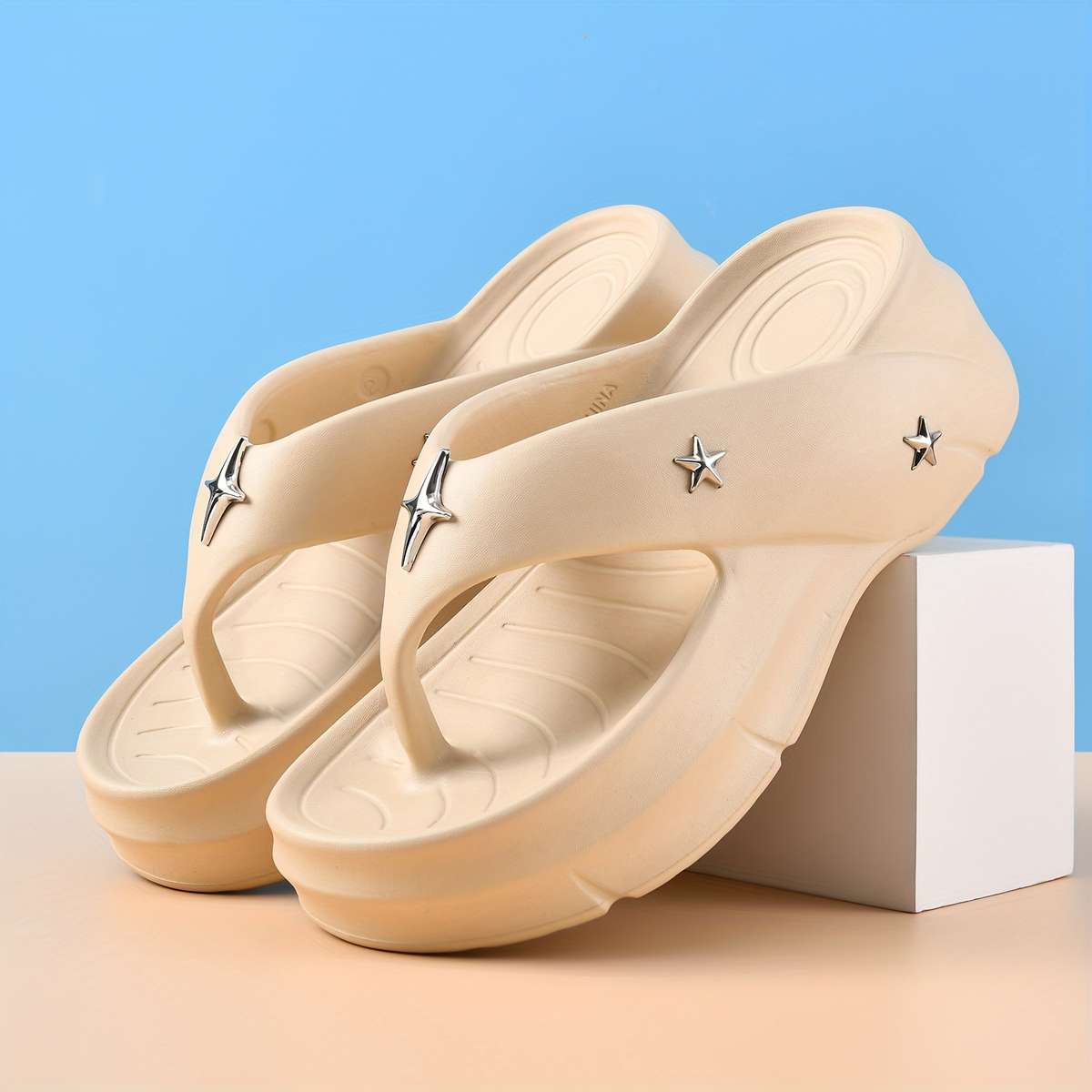 Ladies Summer Flip Flops White Uk 4.5-5