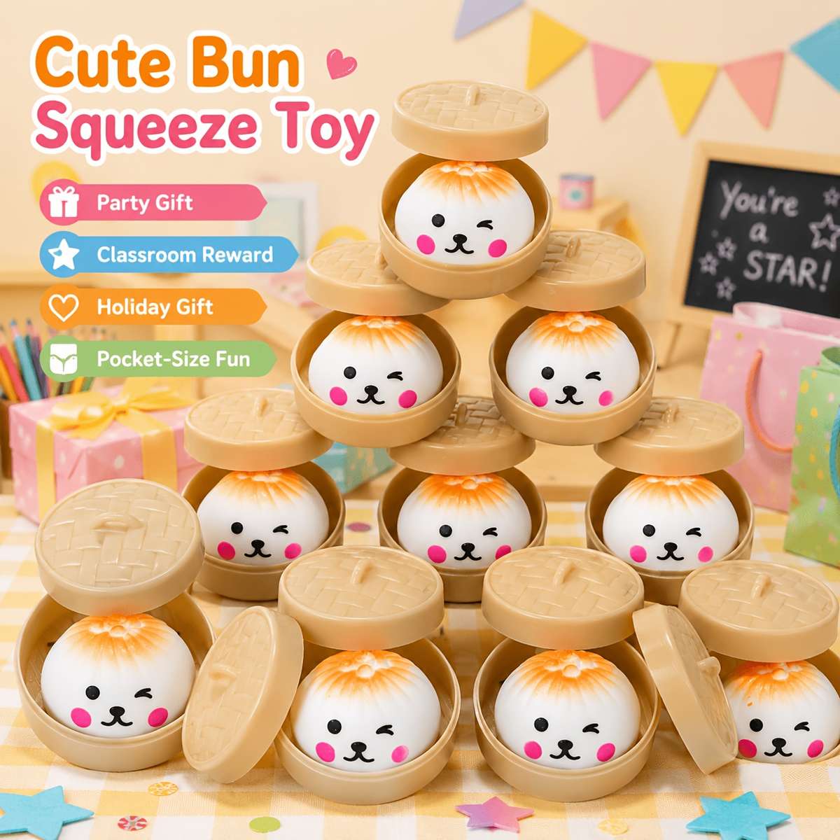 Squeezable Toys Style 2Pcs1 Steamed Bun 1 Steamer Set