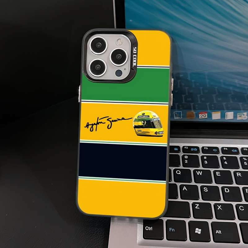 1Pc Black For iPhone 15 Pro Max Racing Helmet Doodle Phone Case