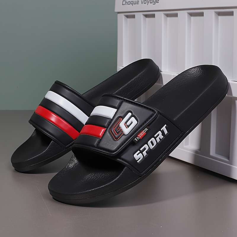 Men Slippers Summer Style Black&Red Size Uk 7.5