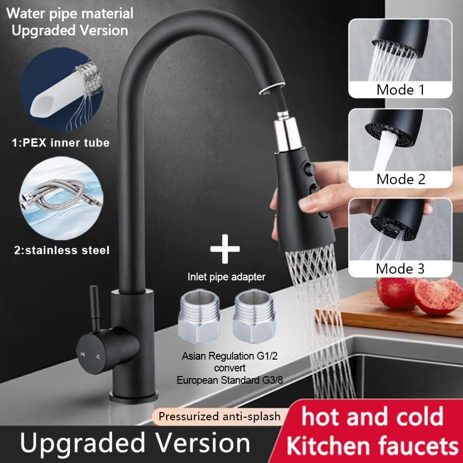 Faucet Upgraded 3 Speed Black With G1 2 Pipe