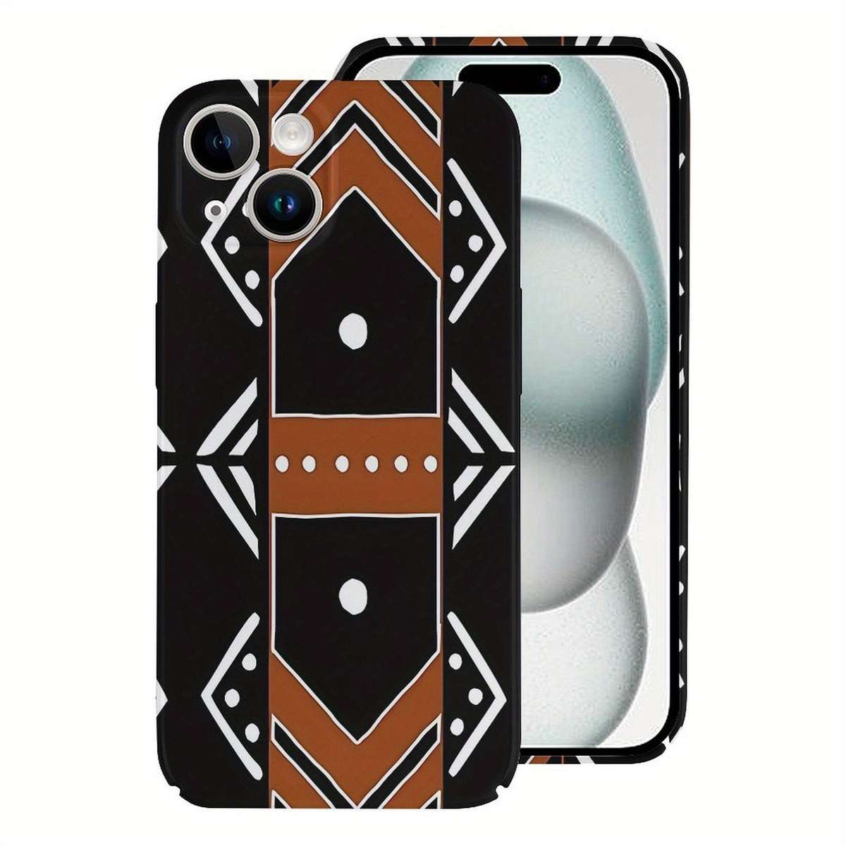 1Pc White For iPhone 15 Pro Max African Mud Cloth Phone Case
