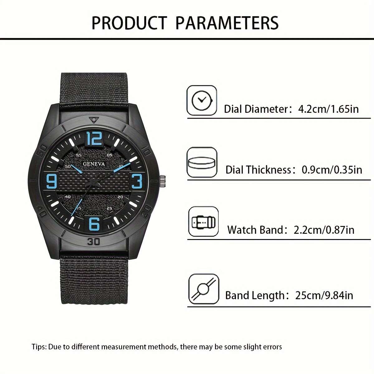 5Pcs Premium Fashion Casual Elegant Round Retro Canvas Strap Quartz Men