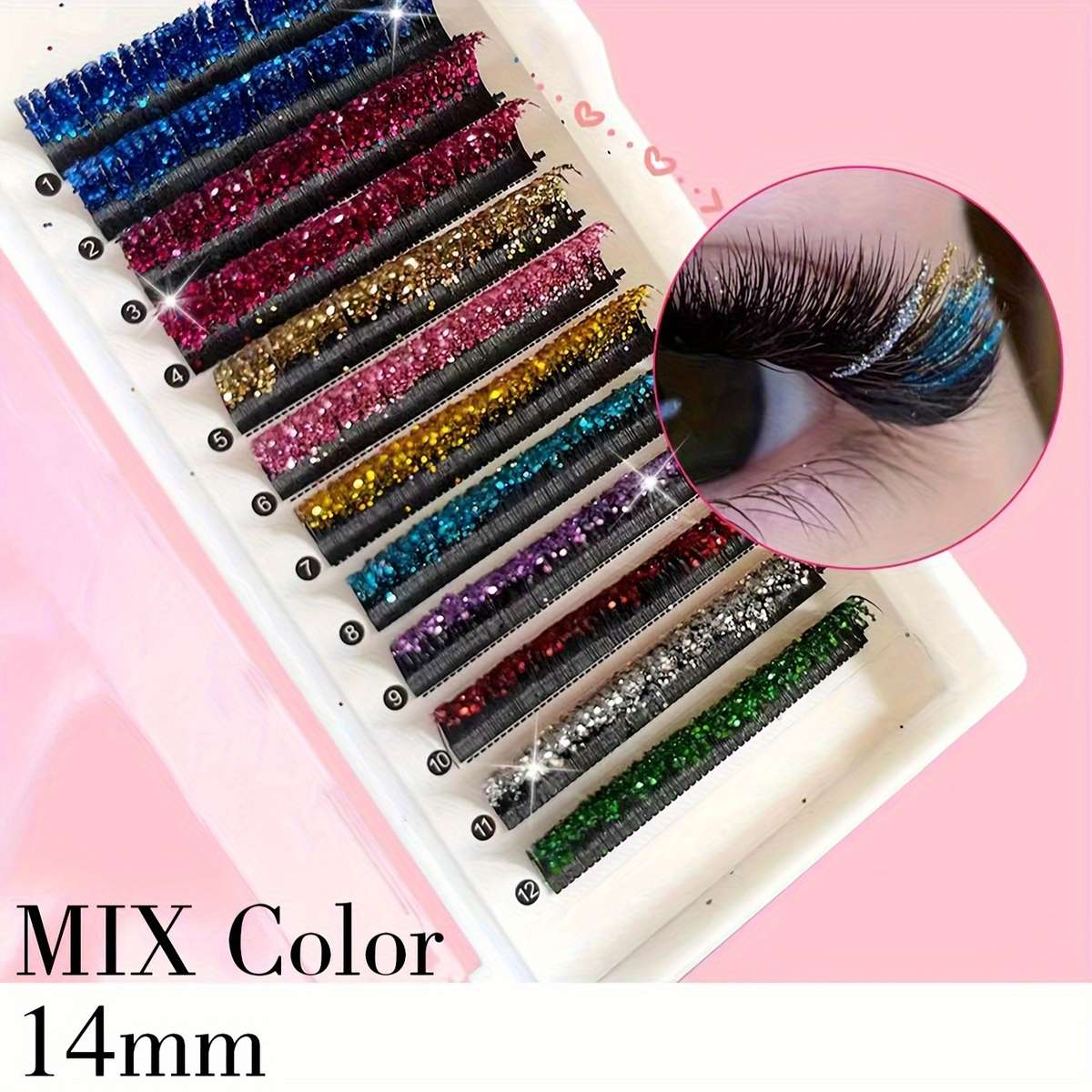 Wispy False Eyelashes Color Mixed Model 14mm 15mm