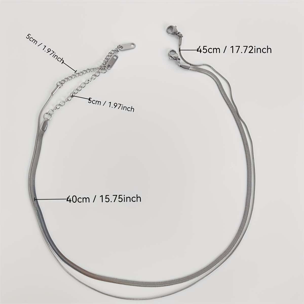 2Pcs Rhinestone Stainless Steel Snake Chain