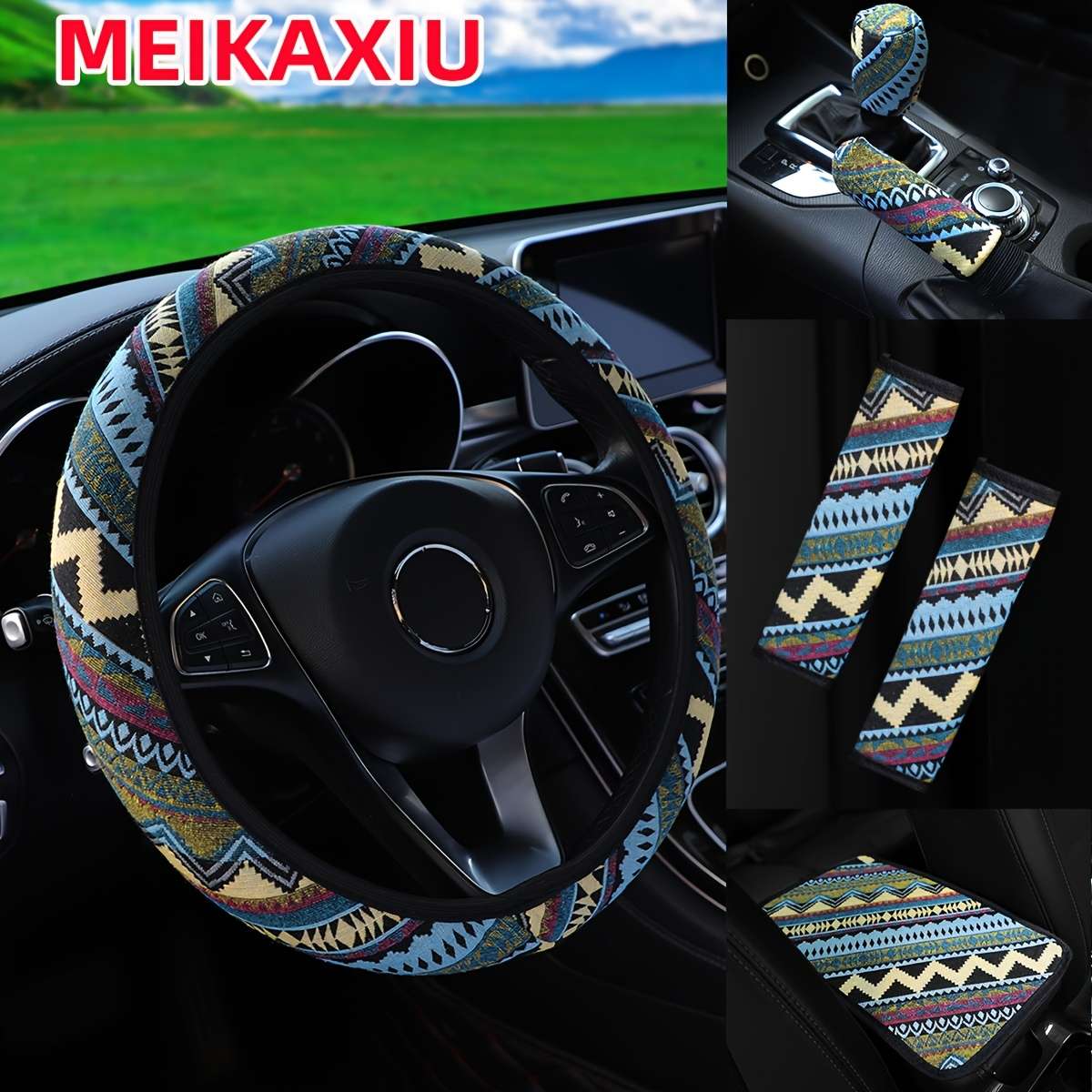 Car Steering Wheel Cover Colored Linen