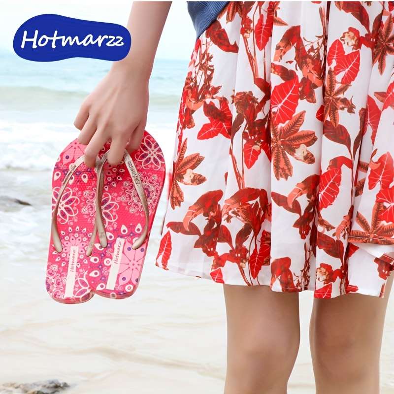 Ladies Summer Flip Flops Red Uk 7