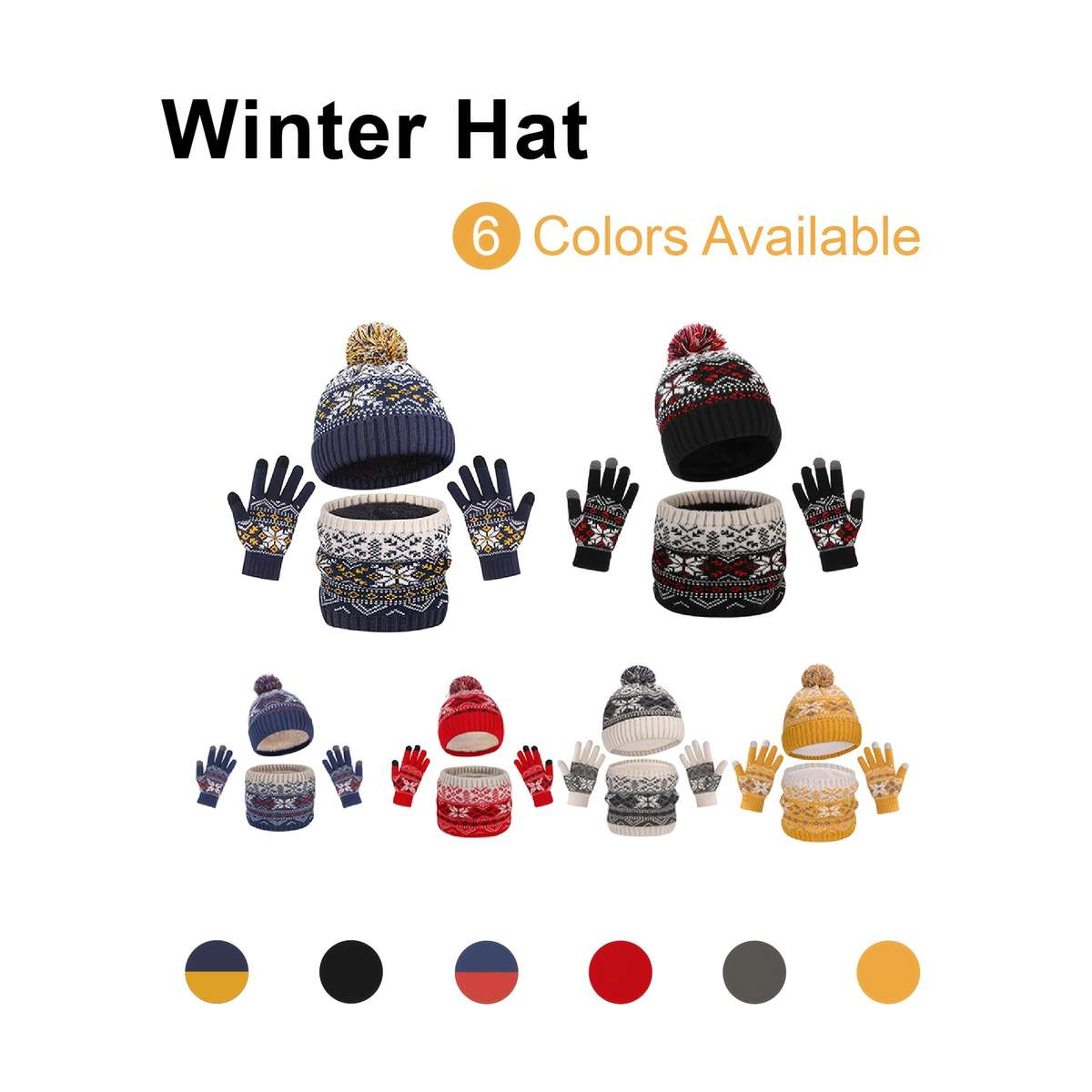 Hat Color Red Three Piece Set A