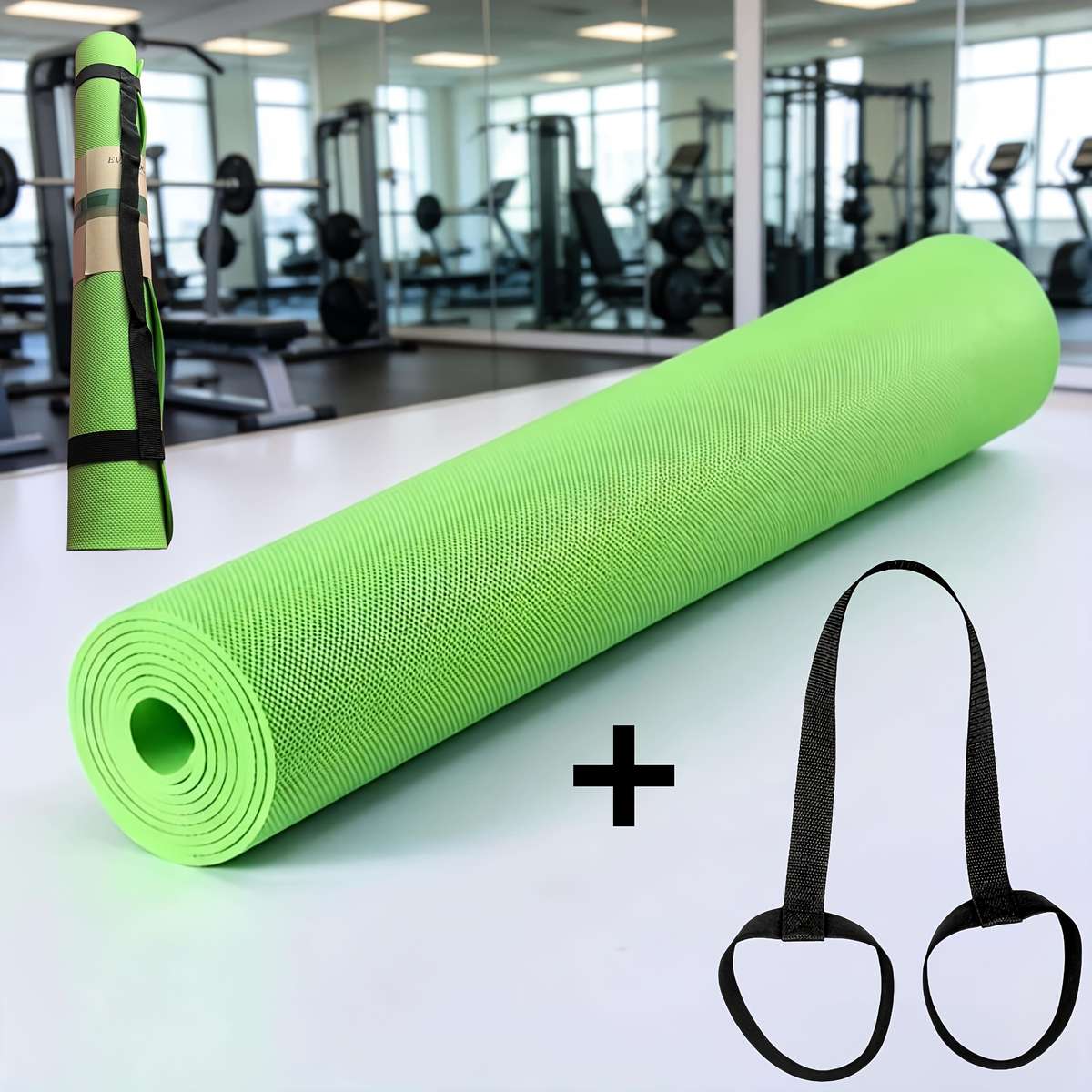 Yoga Mat 0.3Cm Model 2Piece SetGrayPortable Strap