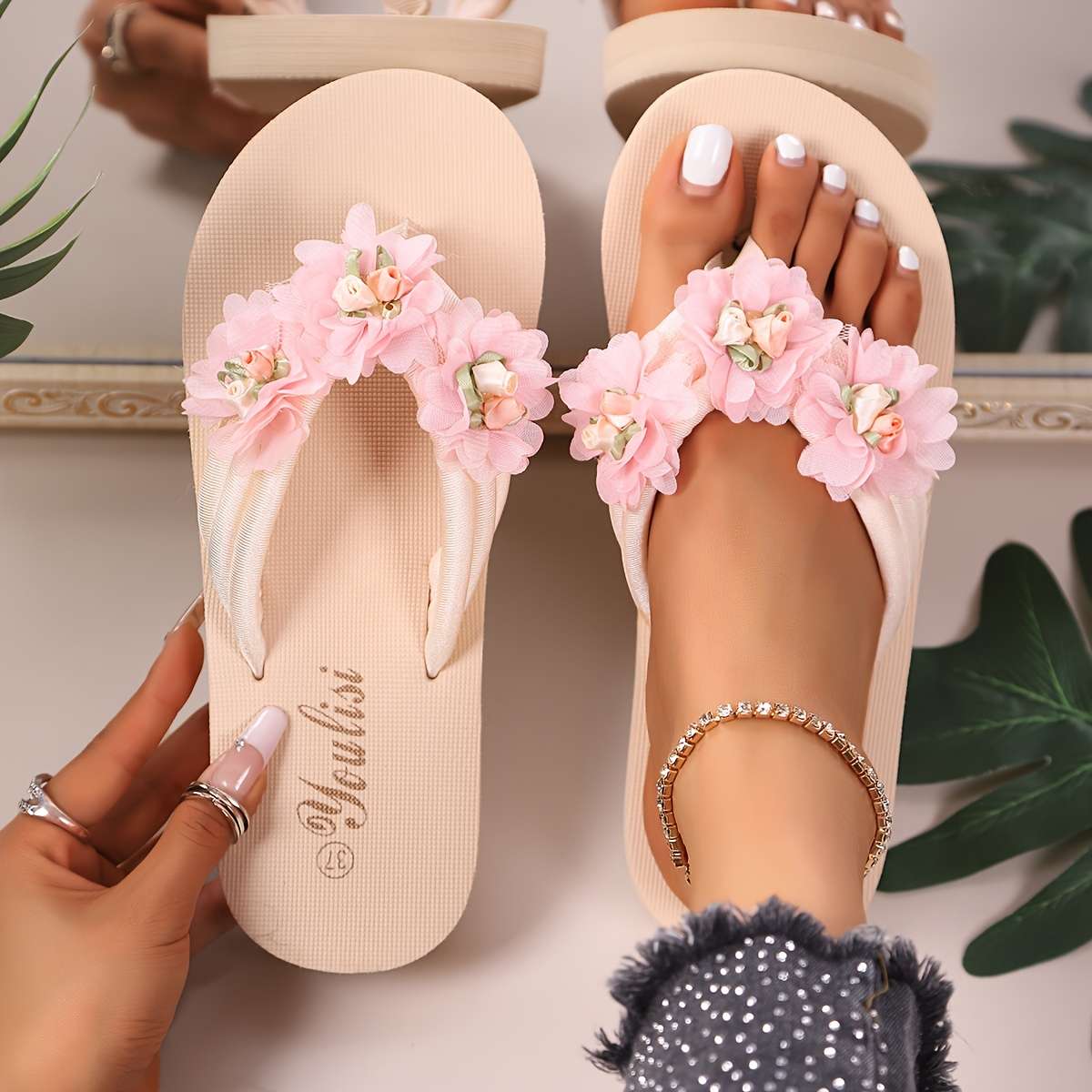 Ladies Summer Flip Flops Pink Color Uk 6.5