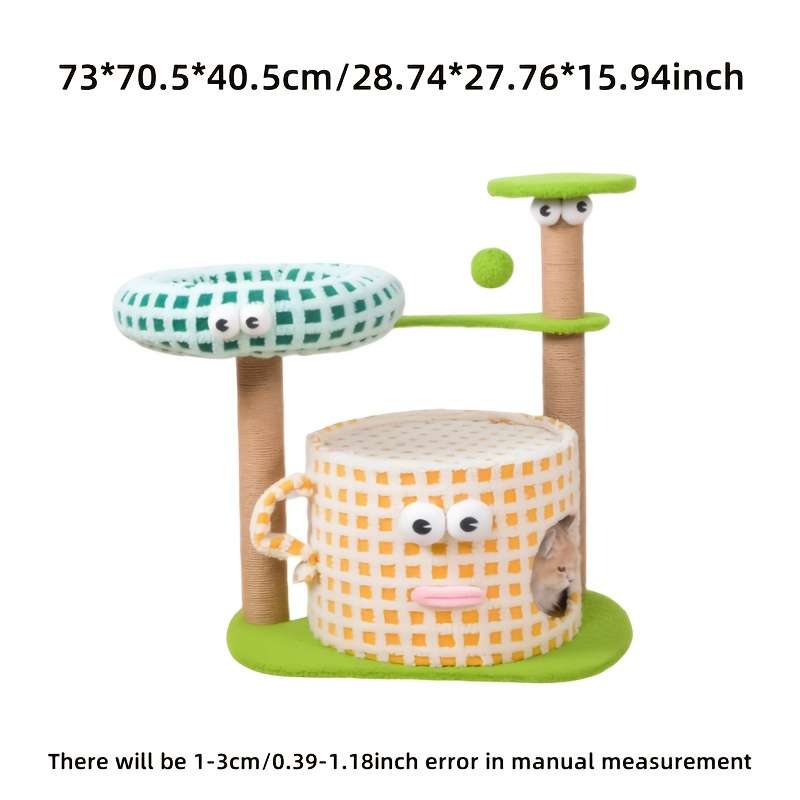 Pet Supplies Color Three  Layer Double Column Foot Cup Cat Climbing Frame Green Cup Model