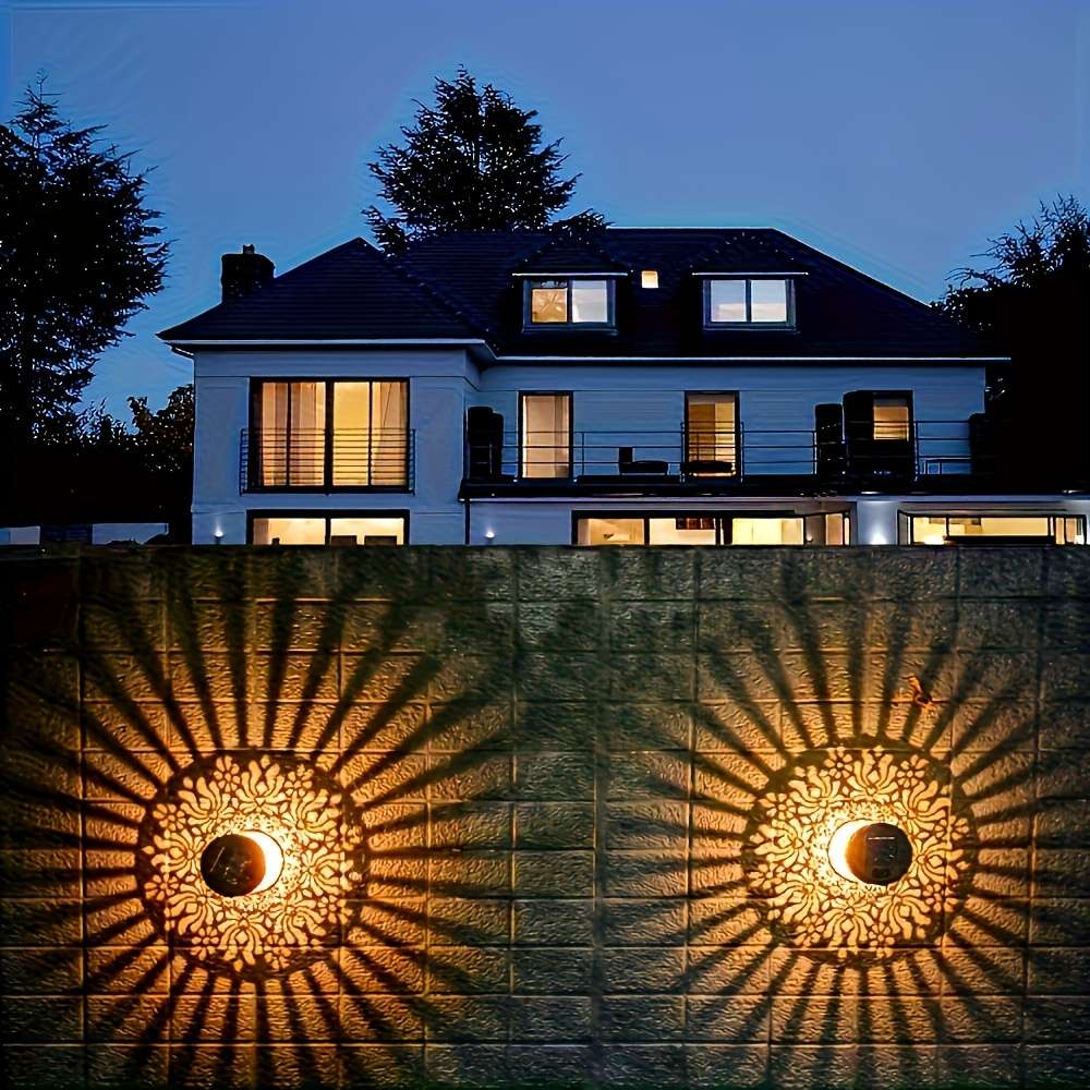 Solar Emergency Lights Color 2 Pieces Mandala Wall Lamps