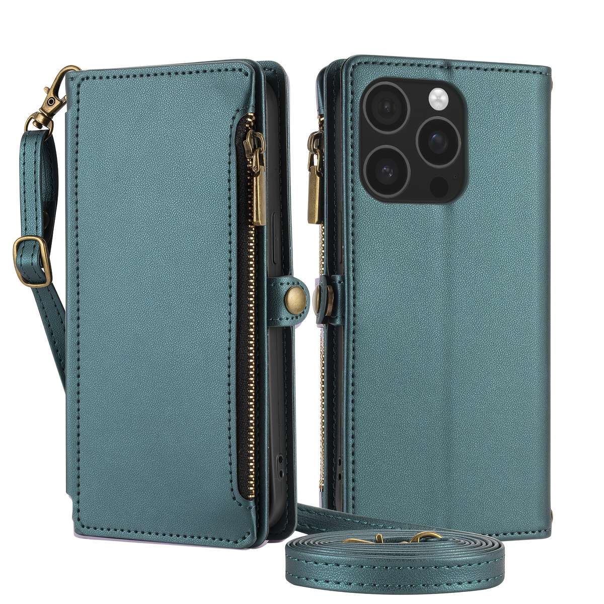 1Pc Black For iPhone 14 Plus Wallet Style Multi Card Slot Phone Case