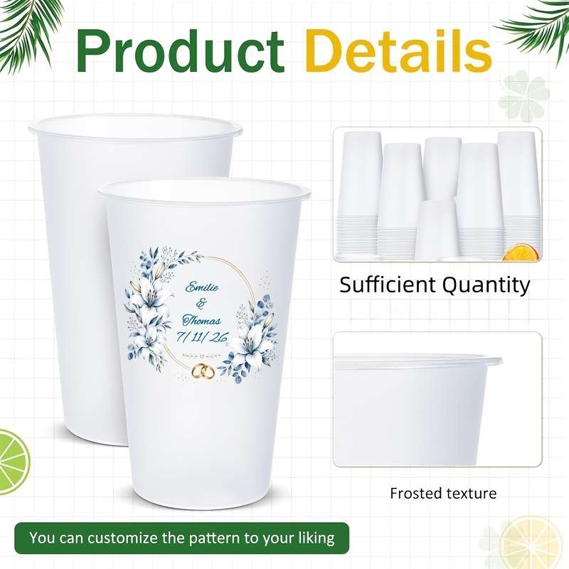 Wedding Supplies Style Patterns 18 Capacity 12Oz 50Pcs