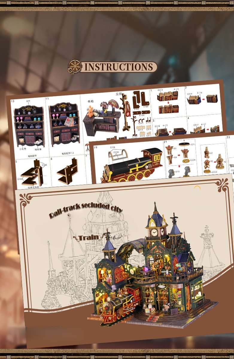 Building Toy Architectural Model Toy Set Style Trajectory Castle  With Dust Cover