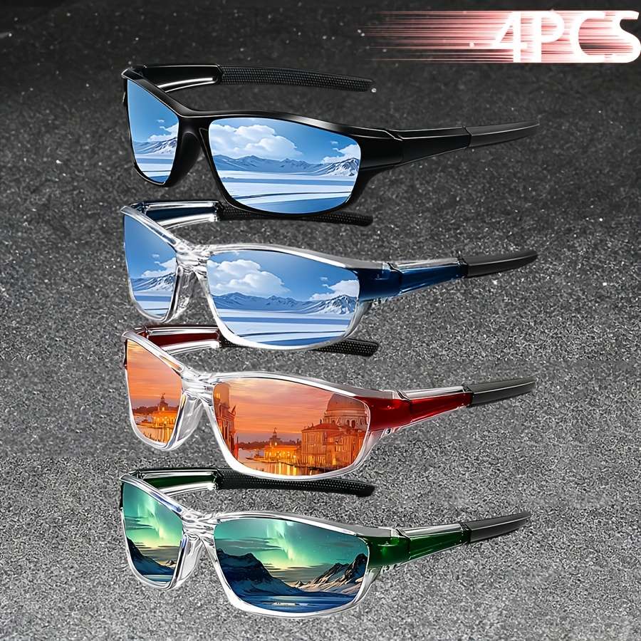 Cycling Glasses Color 4Pcs Clear Black*2  Black*2