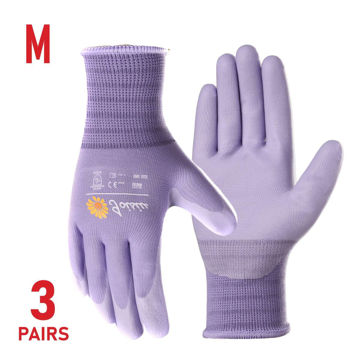 Work Gloves Color Purple Quantity3 Pairsm